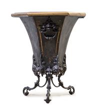 A Victorian Tole Coal Scuttle, Height 23 x diameter 17 3/4 inches.