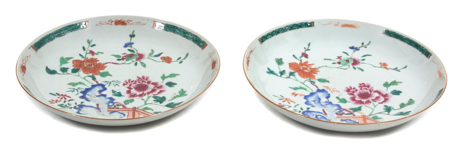 A Pair of Chinese Export Porcelain Low Bowls Diameter 11 inches. — CIRCA 1770