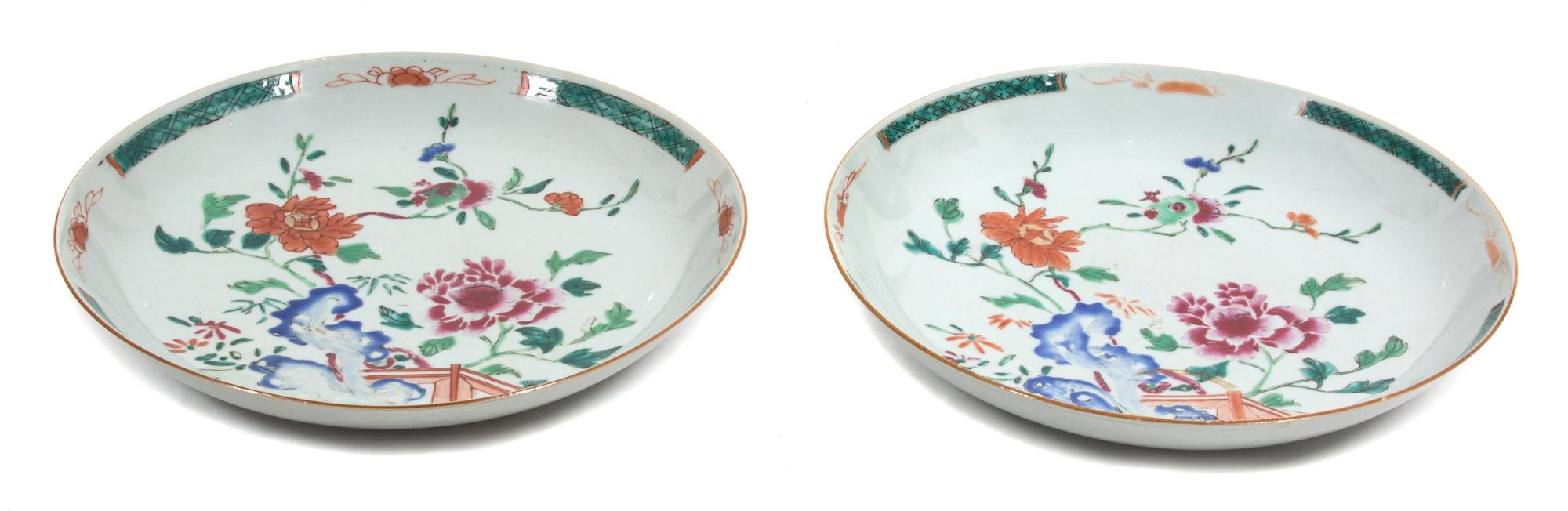 A Pair of Chinese Export Porcelain Low Bowls Diameter 11 inches. — CIRCA 1770