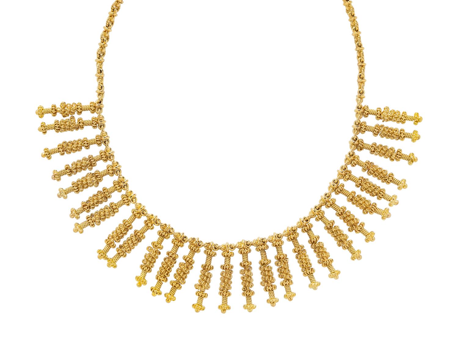 YELLOW GOLD FRINGE NECKLACE