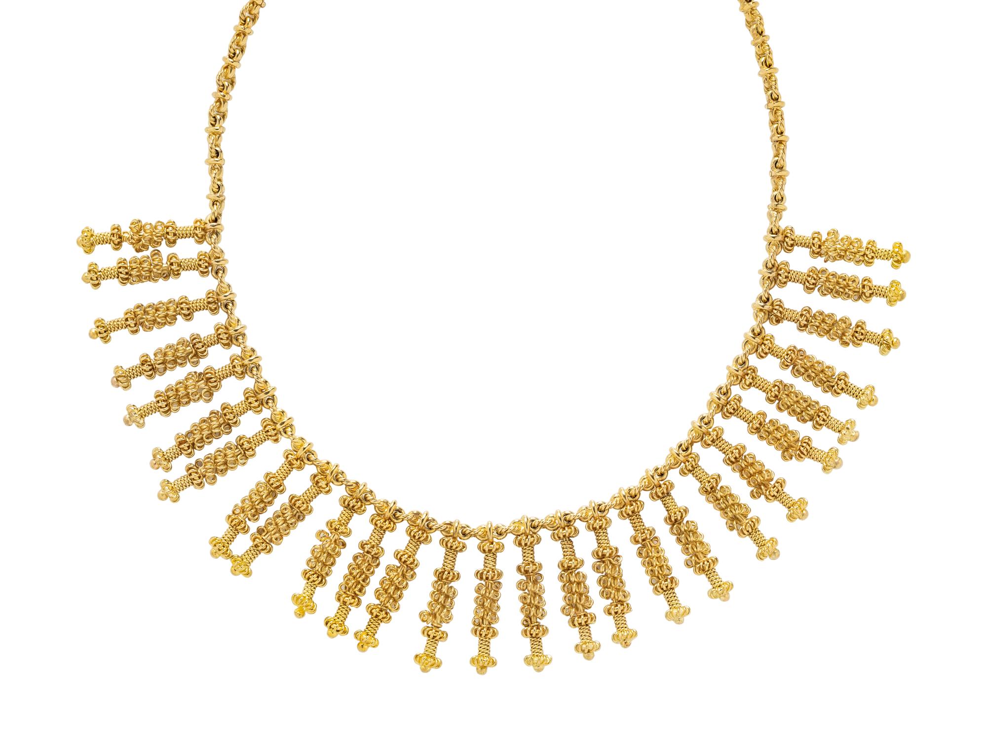 YELLOW GOLD FRINGE NECKLACE