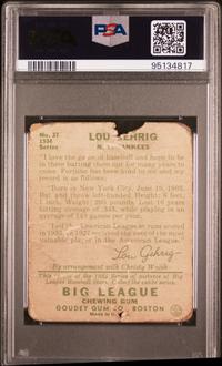 A 1934 Goudey Lou Gehrig Baseball Card No. 37 (PSA Authentic)
