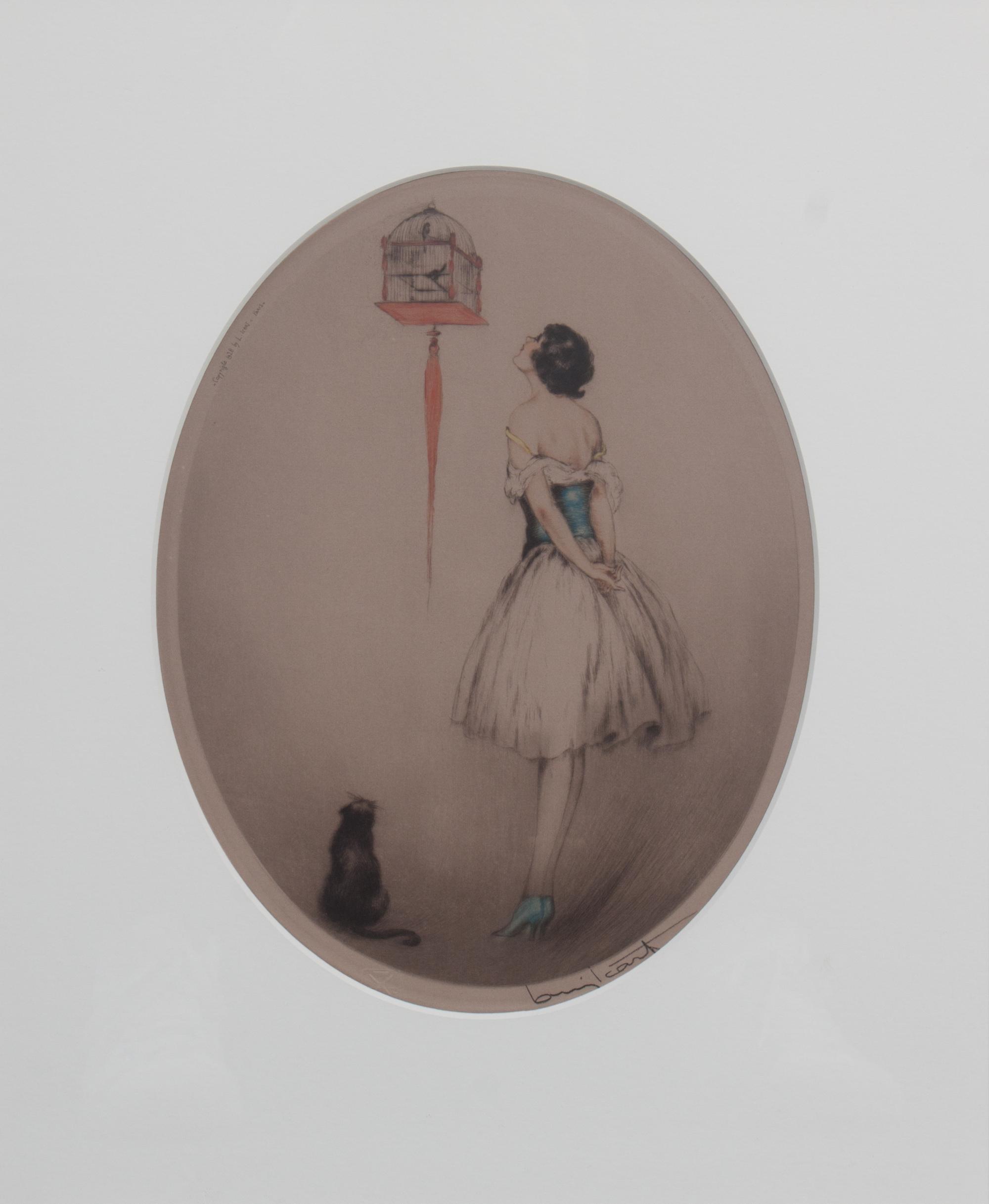 Louis Icart, (American/French, 1888-1950), Red Cage