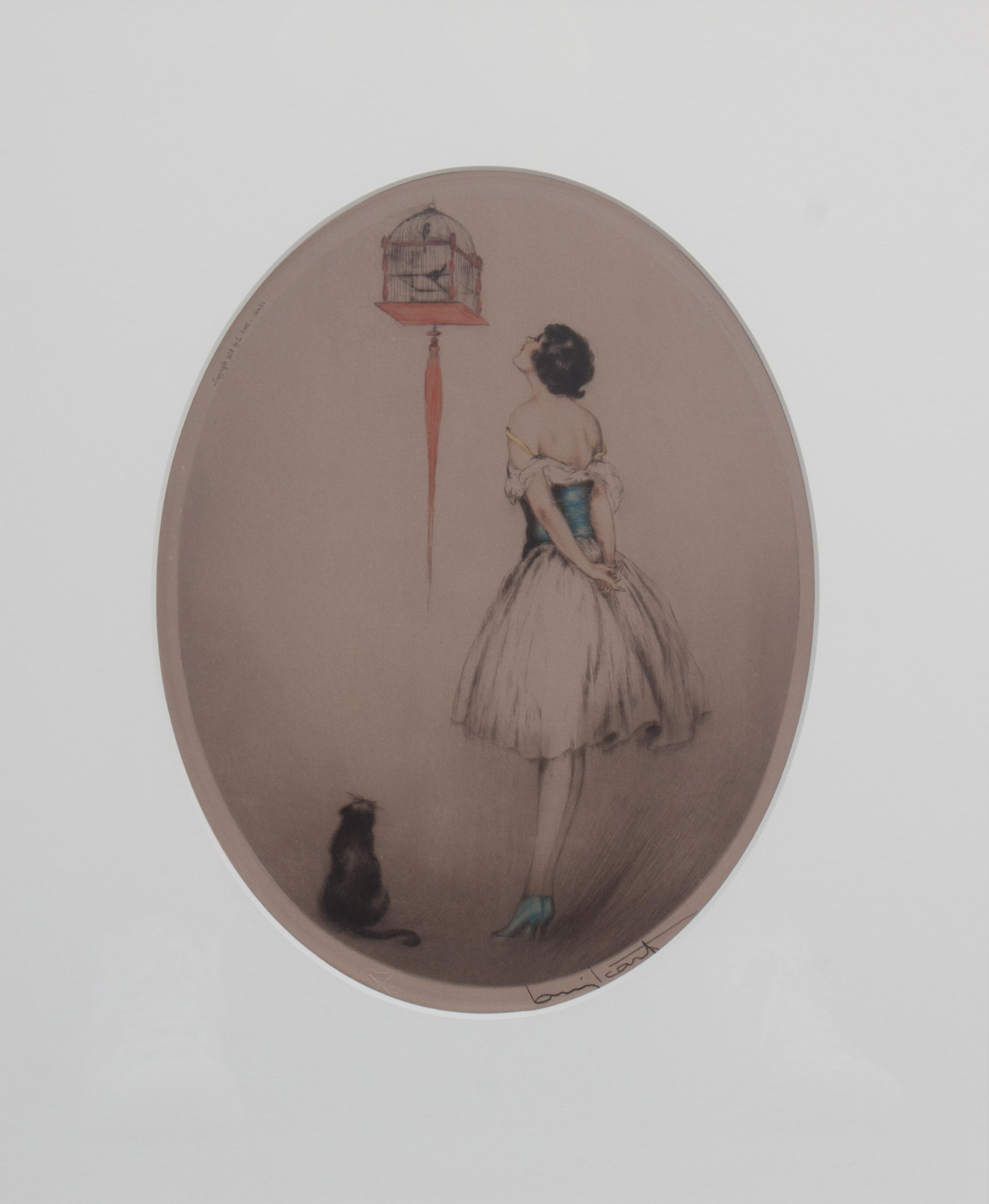 Louis Icart, (American/French, 1888-1950), Red Cage