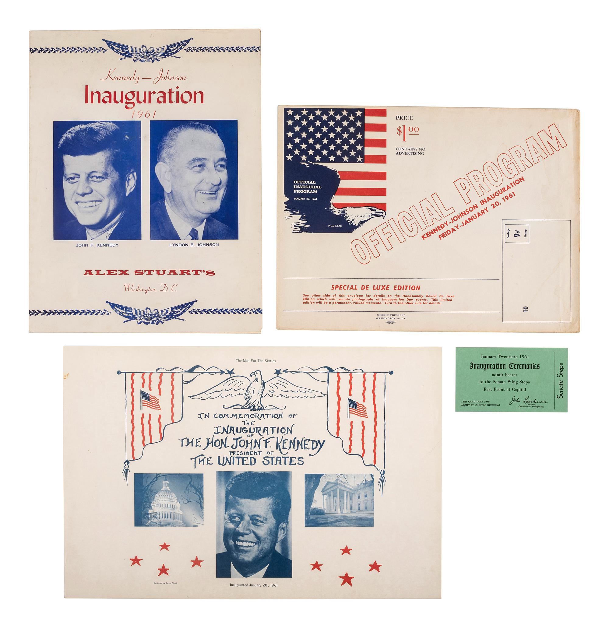[KENNEDY, John F. (1917-1963)]. Inauguration invitation, ticket, and program, with additional ephemera.