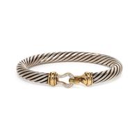 DAVID YURMAN, STERLING SILVER, YELLOW GOLD AND DIAMOND 'CABLE BUCKLE' BANGLE BRACELET