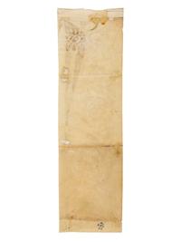 CHANCELLERY OF THE DUKE OF URBINO A single cutting from a cartulary or financial instrument, with a historiated initial ‘I’ decorated with oak swags and the sigil of the della Rovere Dukes of Urbino, illuminated manuscript on parchment [Italy, Urbino, 1511]