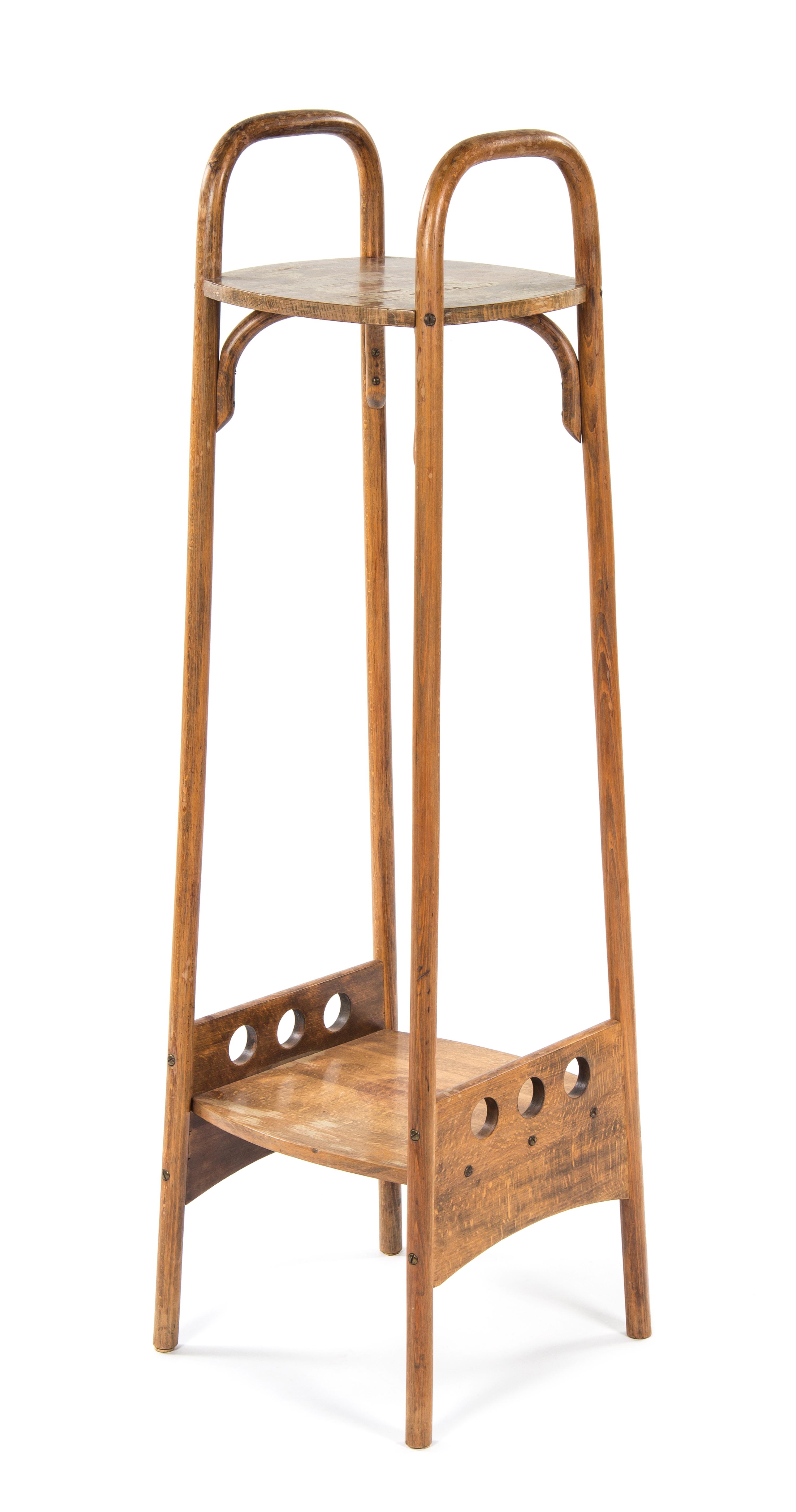 A Thonet Style Bentwood Etagere Height 48 1/8 x width 13 1/2 x depth 13 1/4 inches.