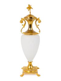 A Gilt Bronze Mounted Frosted Glass Urn