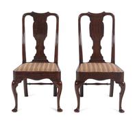 A Pair of Queen Anne Walnut Side Chairs