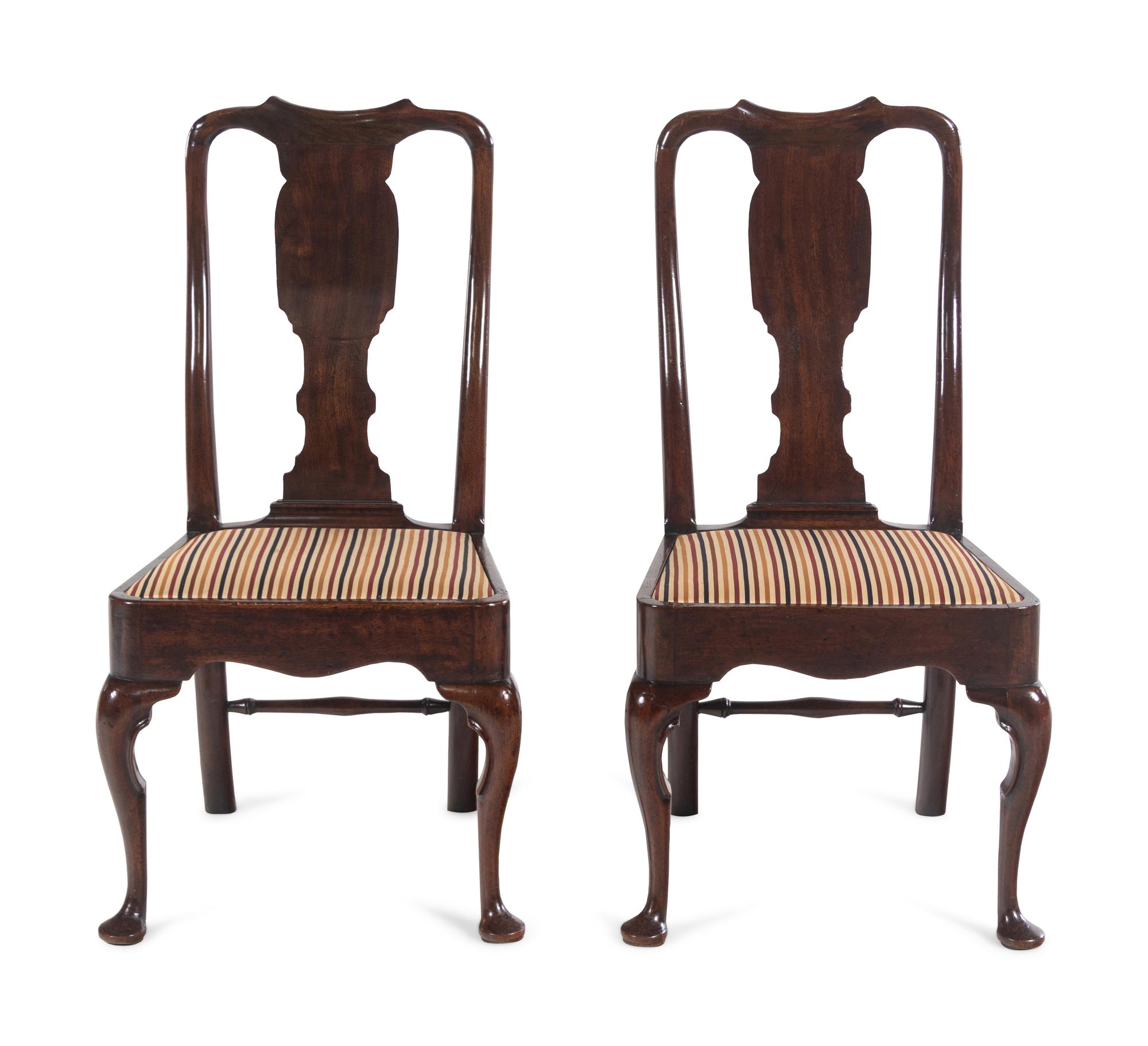 A Pair of Queen Anne Walnut Side Chairs