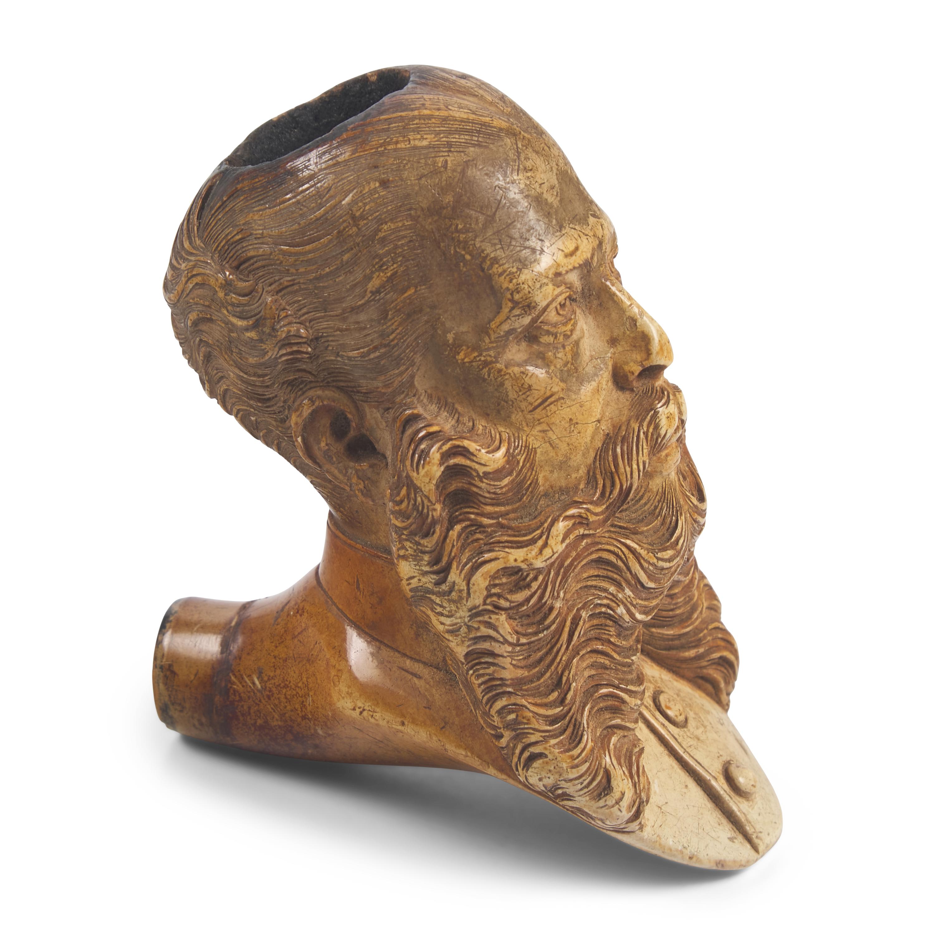 [Second Mexican Empire] Figural pipe carved in the likeness of Maximilian I of Mexico