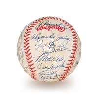 A 1992 Atlanta Braves National League Champion Team Signed Autograph Baseball With 29 Signatures (Beckett Authentication Services Letter BAS Certified),