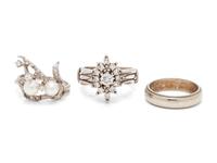 A Collection of White Gold Rings,