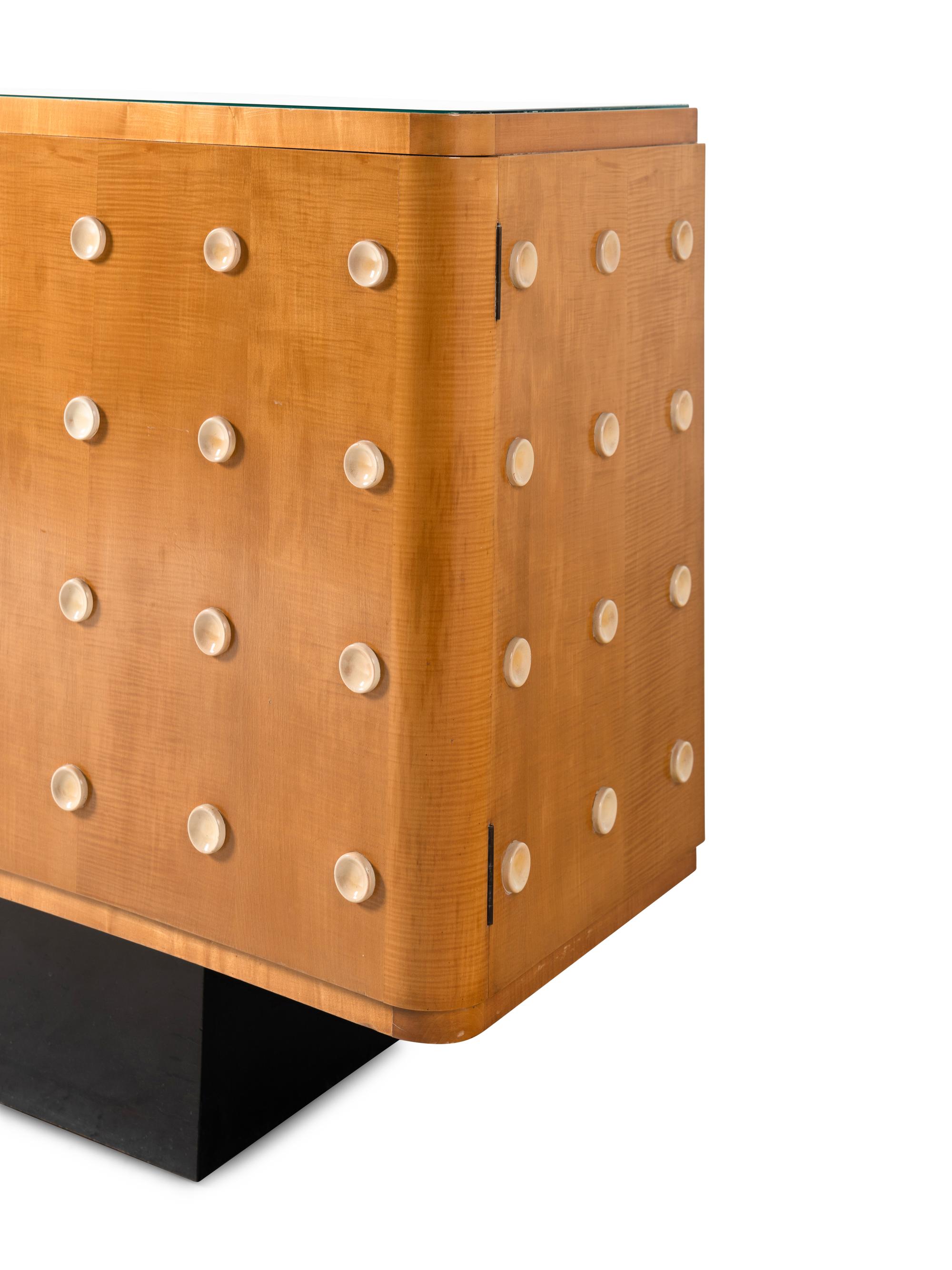 Satinwood Cabinet with Painted Roundels, c. 1955 France