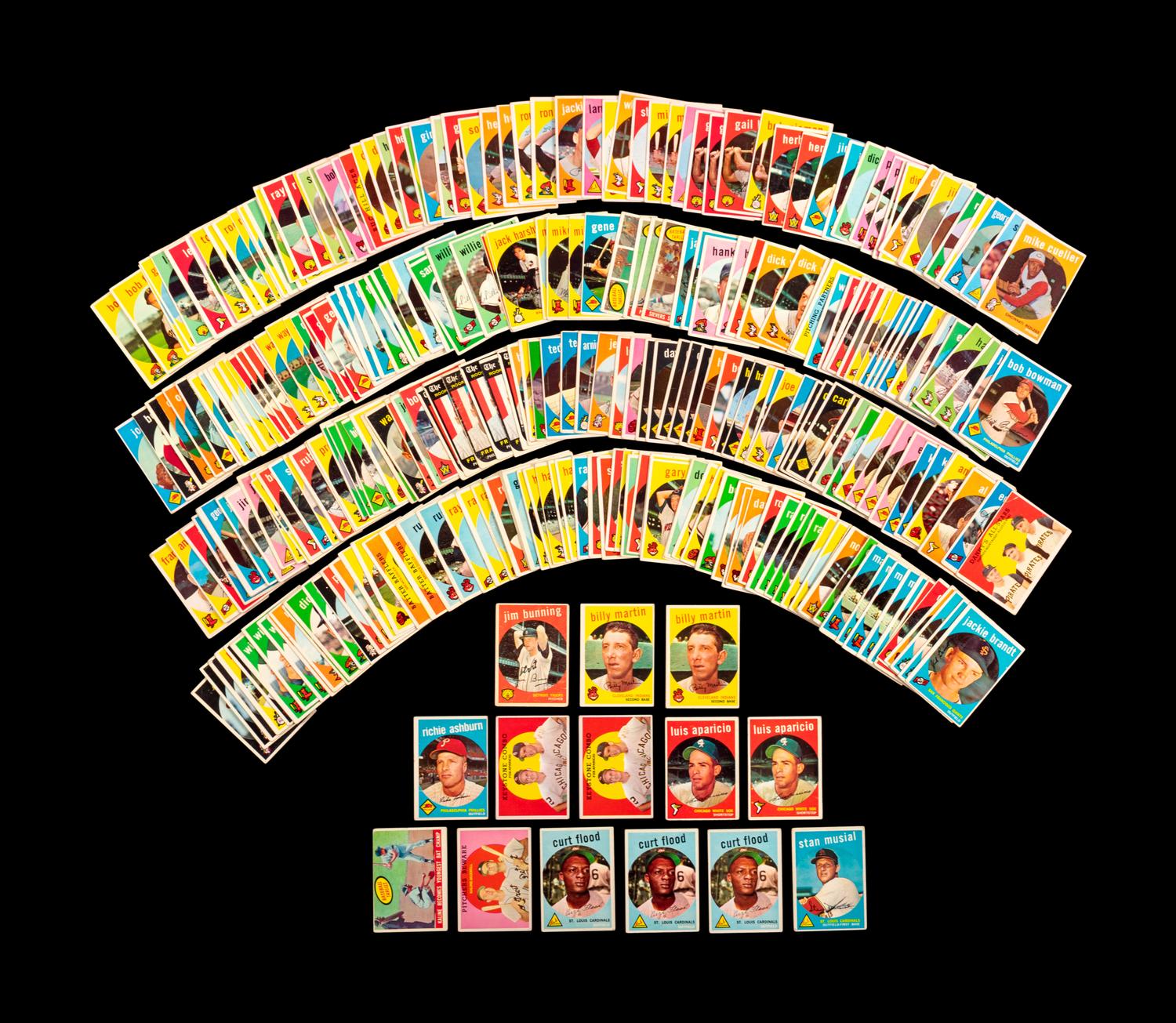 A Group of 335 Assorted 1959 Topps Baseball Cards,