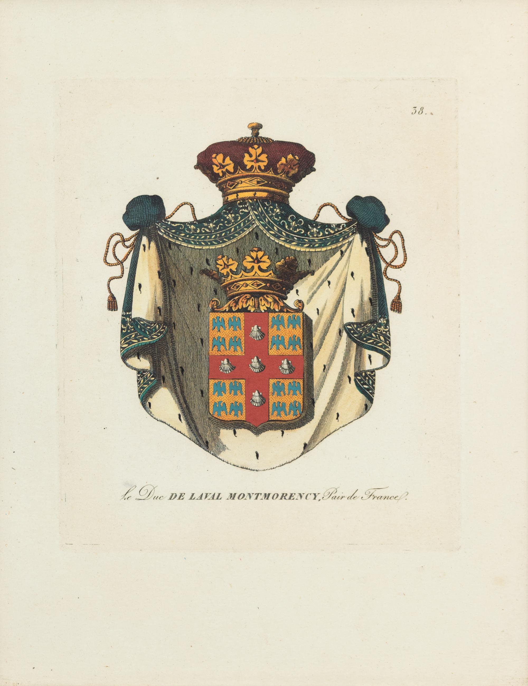 A Group of Four Decorative Prints Depicting the Armorial Shields of French Families