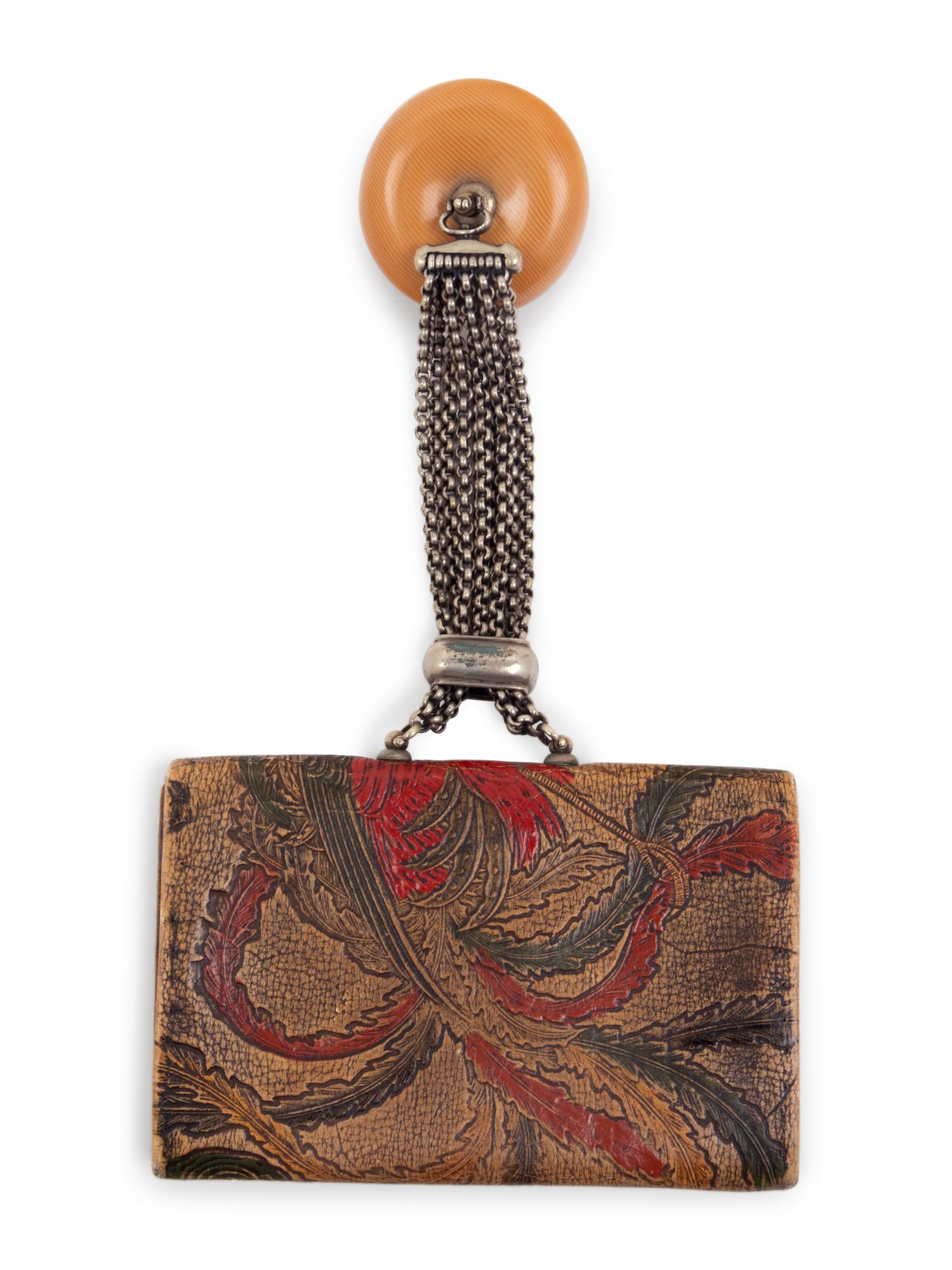 A Leather Purse and A Fabric Fan