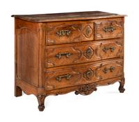 A French Provincial Walnut Serpentine Front Commode