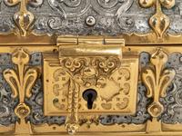 A German Baroque Style Gilt and Silvered Metal Table Casket