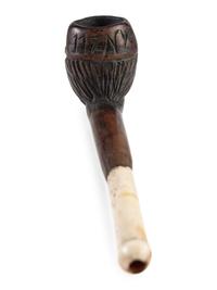 Civil War soldier folk art carved pipe identified to the 117th New York Volunteers.