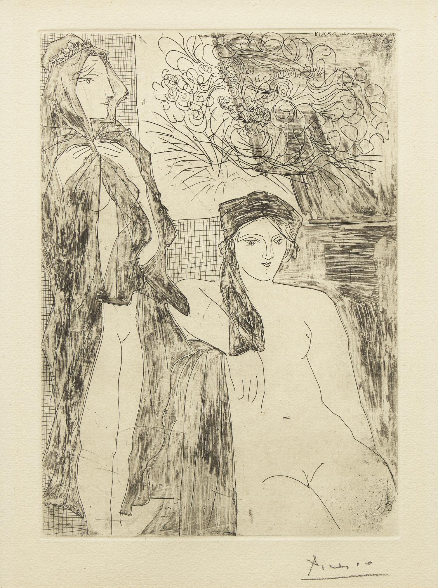 Rembrandt et deux Femmes (from La Suite Vollard) , 1934
