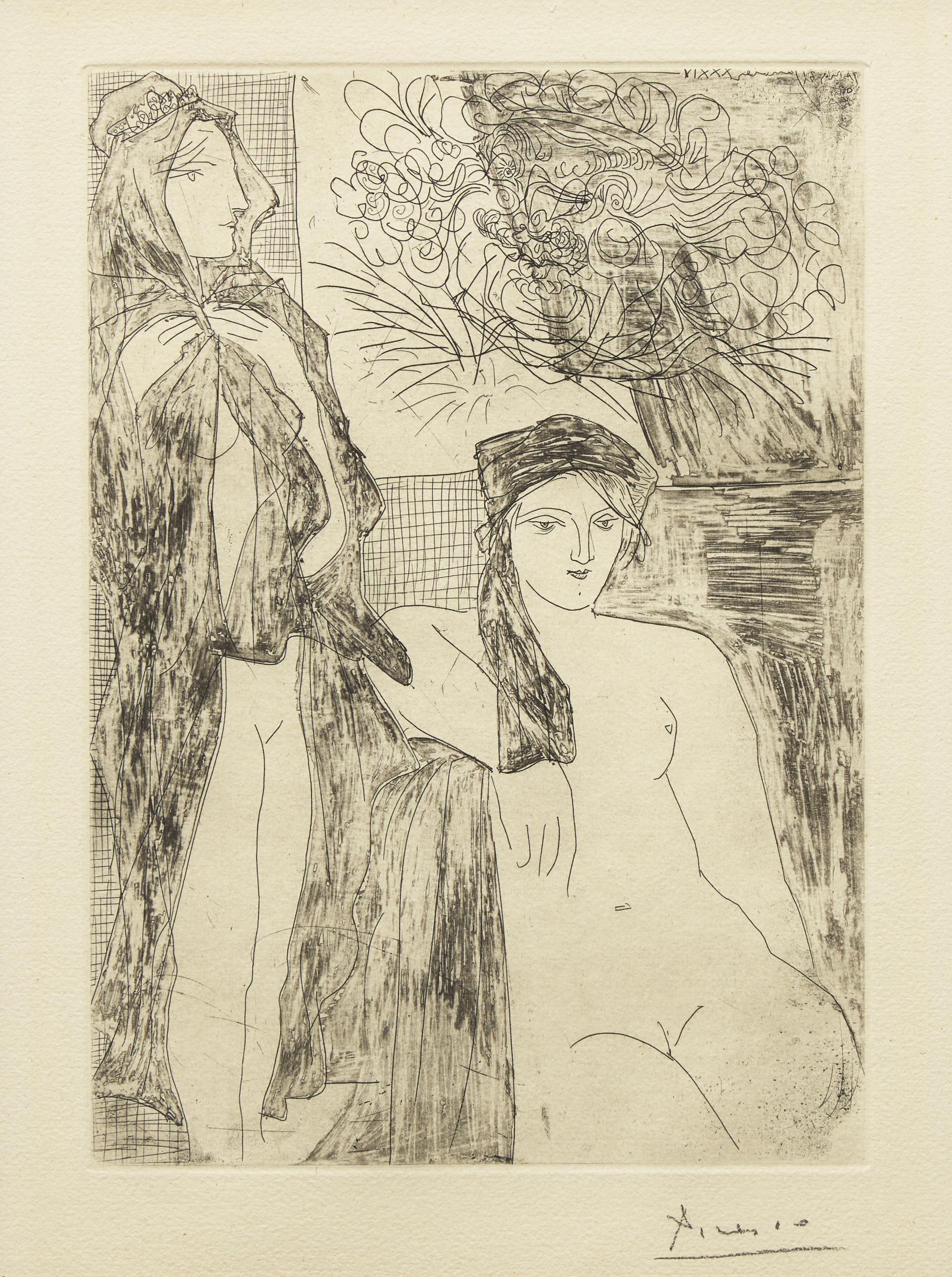 Rembrandt et deux Femmes (from La Suite Vollard) , 1934