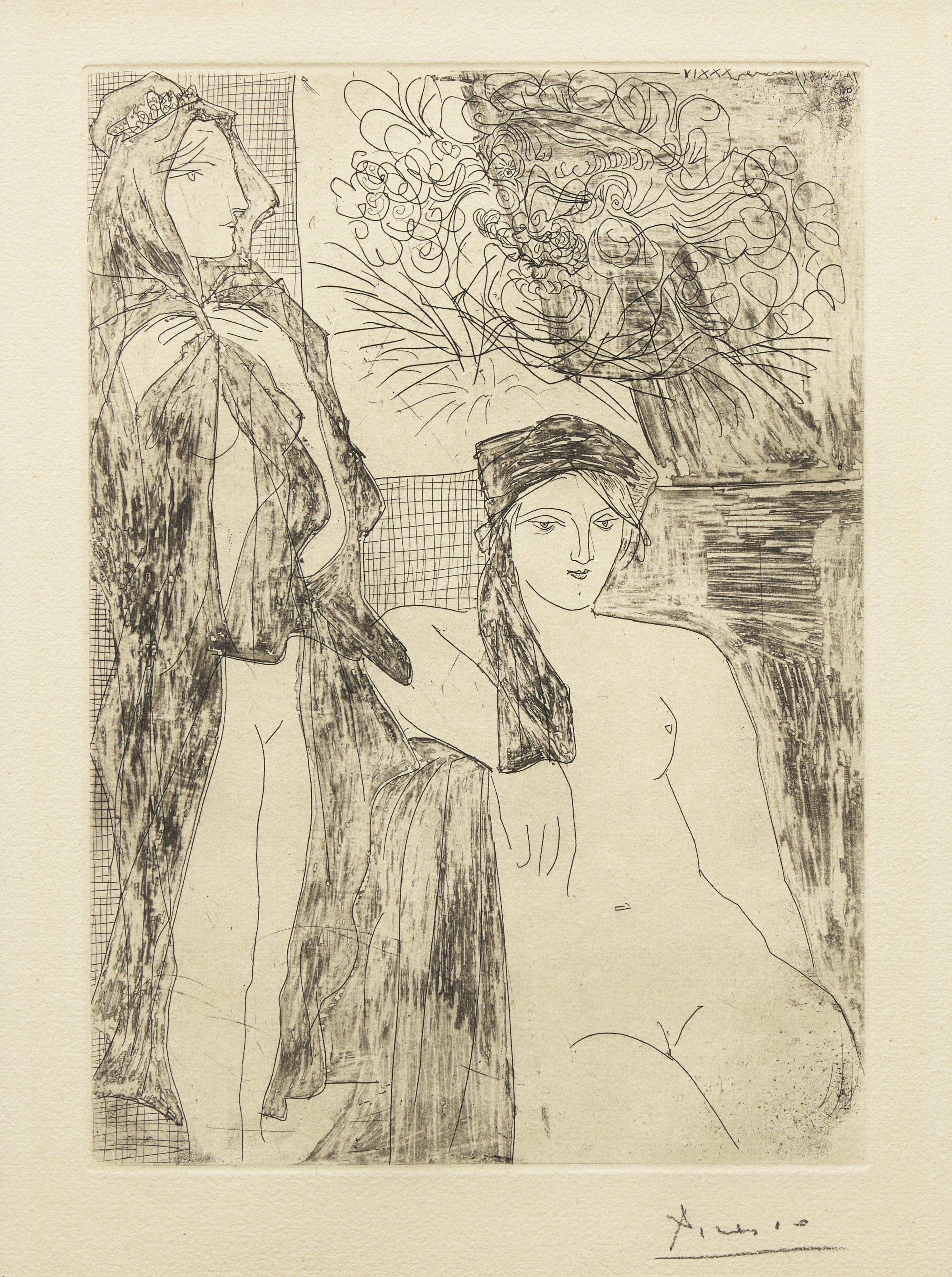 Rembrandt et deux Femmes (from La Suite Vollard) , 1934