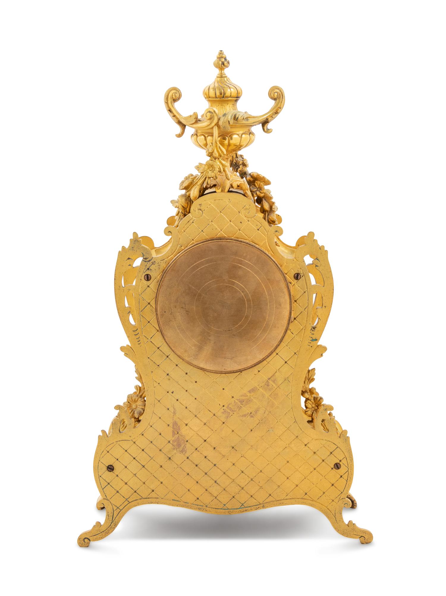 A Louis XV Style Gilt Bronze Mantel Clock