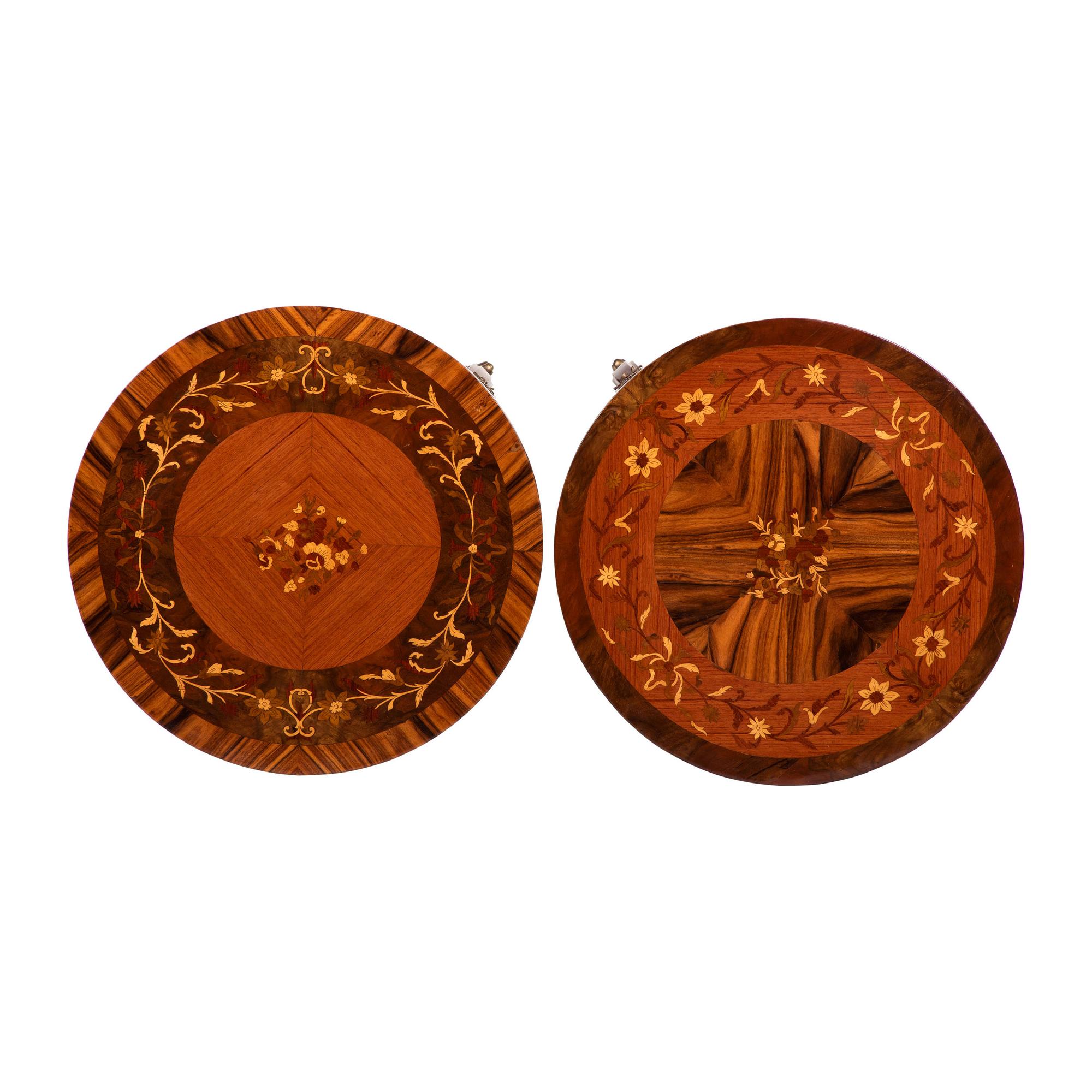 A Pair of Louis XV Style Marquetry Tables
