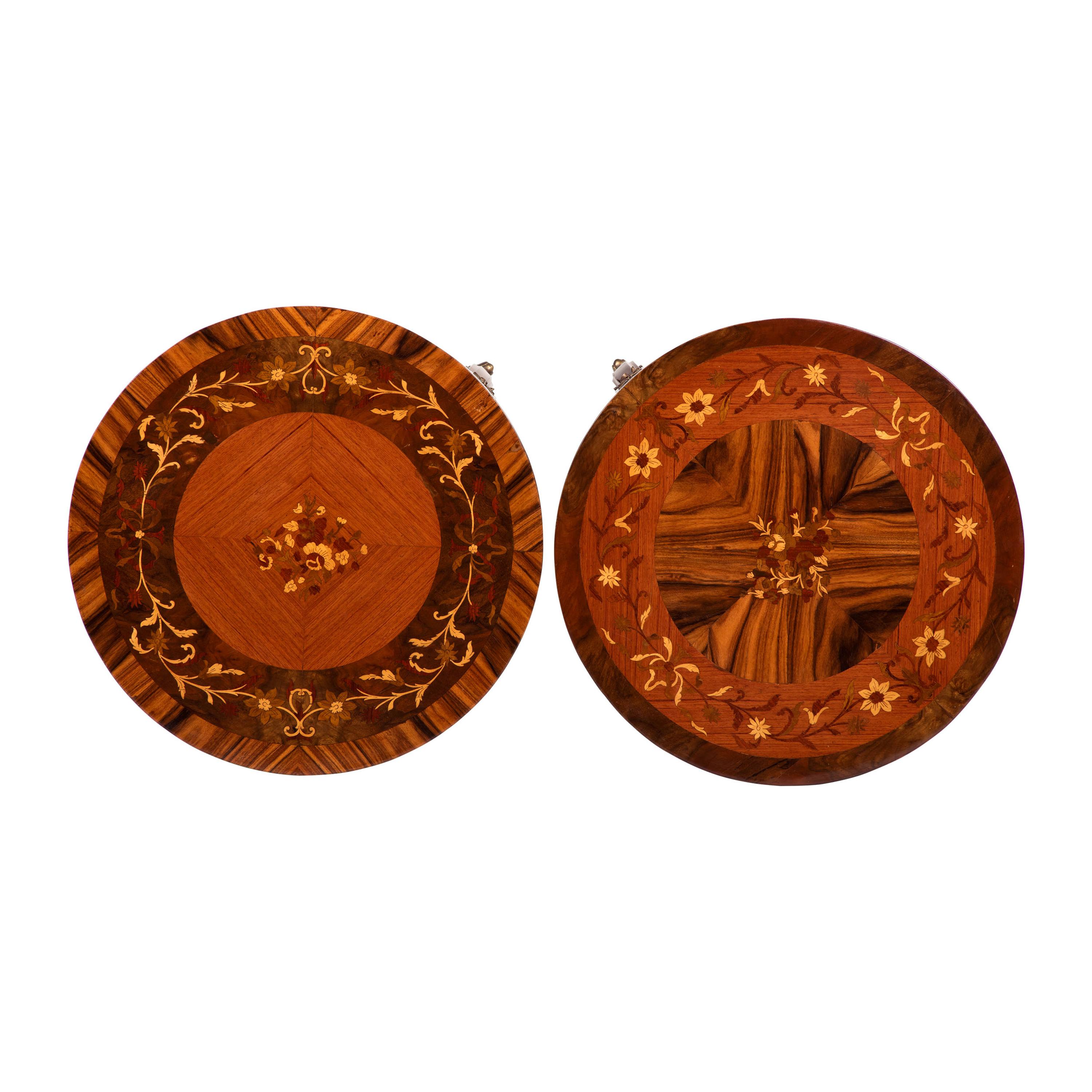 A Pair of Louis XV Style Marquetry Tables