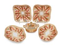 Five English Porcelain Dessert Service Articles