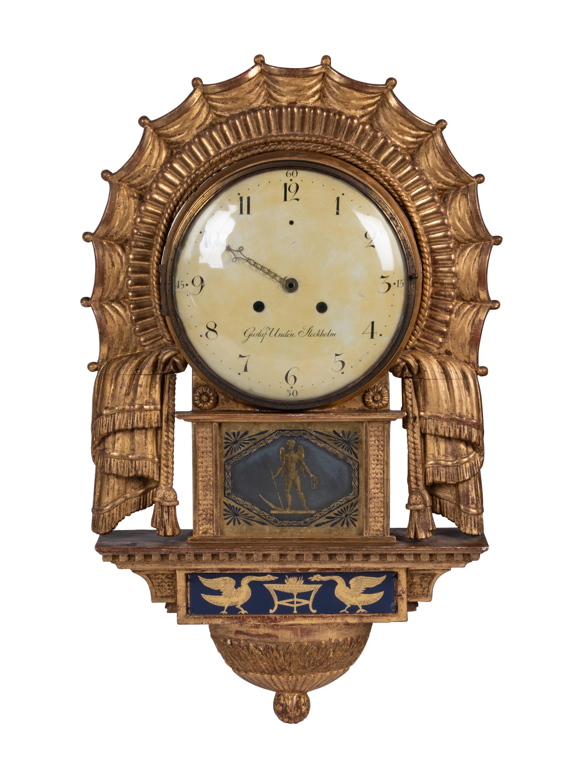 A Swedish Giltwood Wall Clock