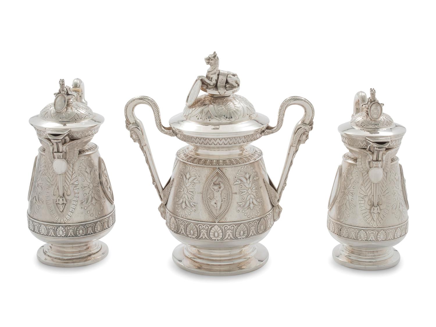 An American Aesthetic Movement Six-Piece Coin Silver Tea and Coffee Service