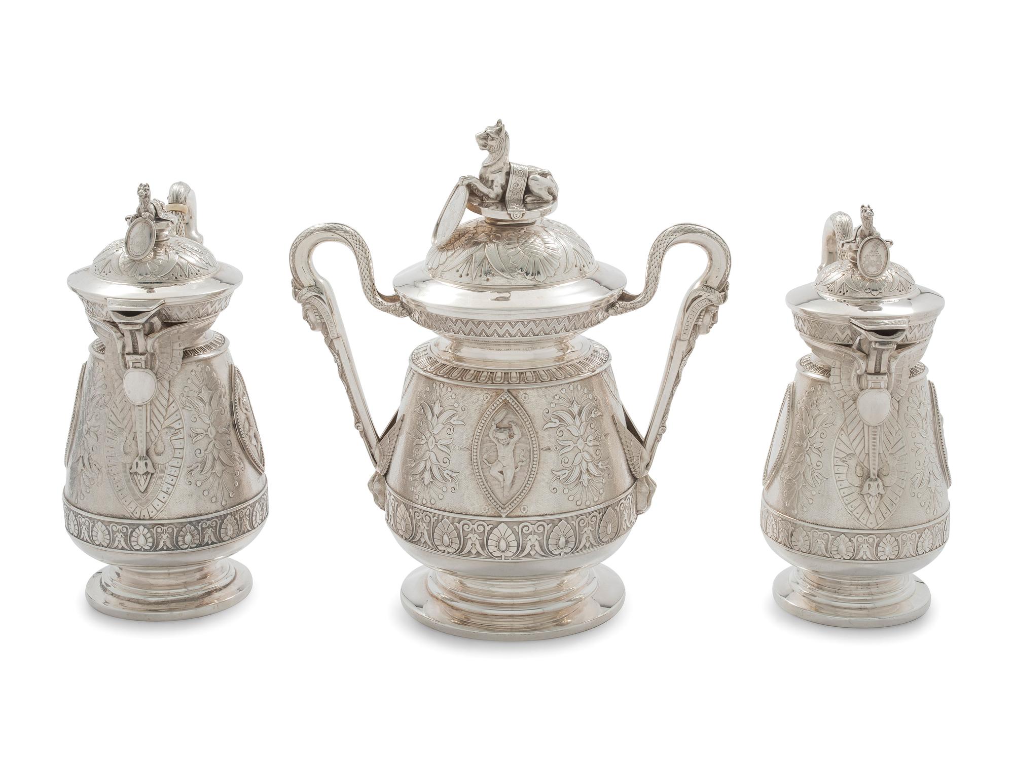 An American Aesthetic Movement Six-Piece Coin Silver Tea and Coffee Service