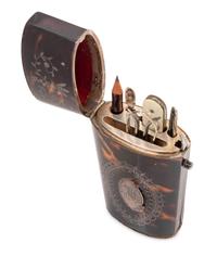 A Silver Inlaid Tortoise Shell Veneer Necessaire