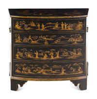 A Georgian Style Black Japanned Chest of Drawers