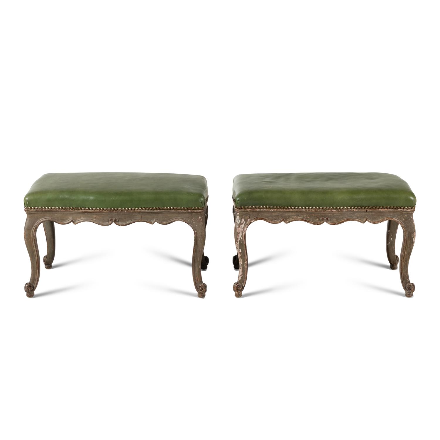 A Pair of Louis XV Style Painted Tabourets