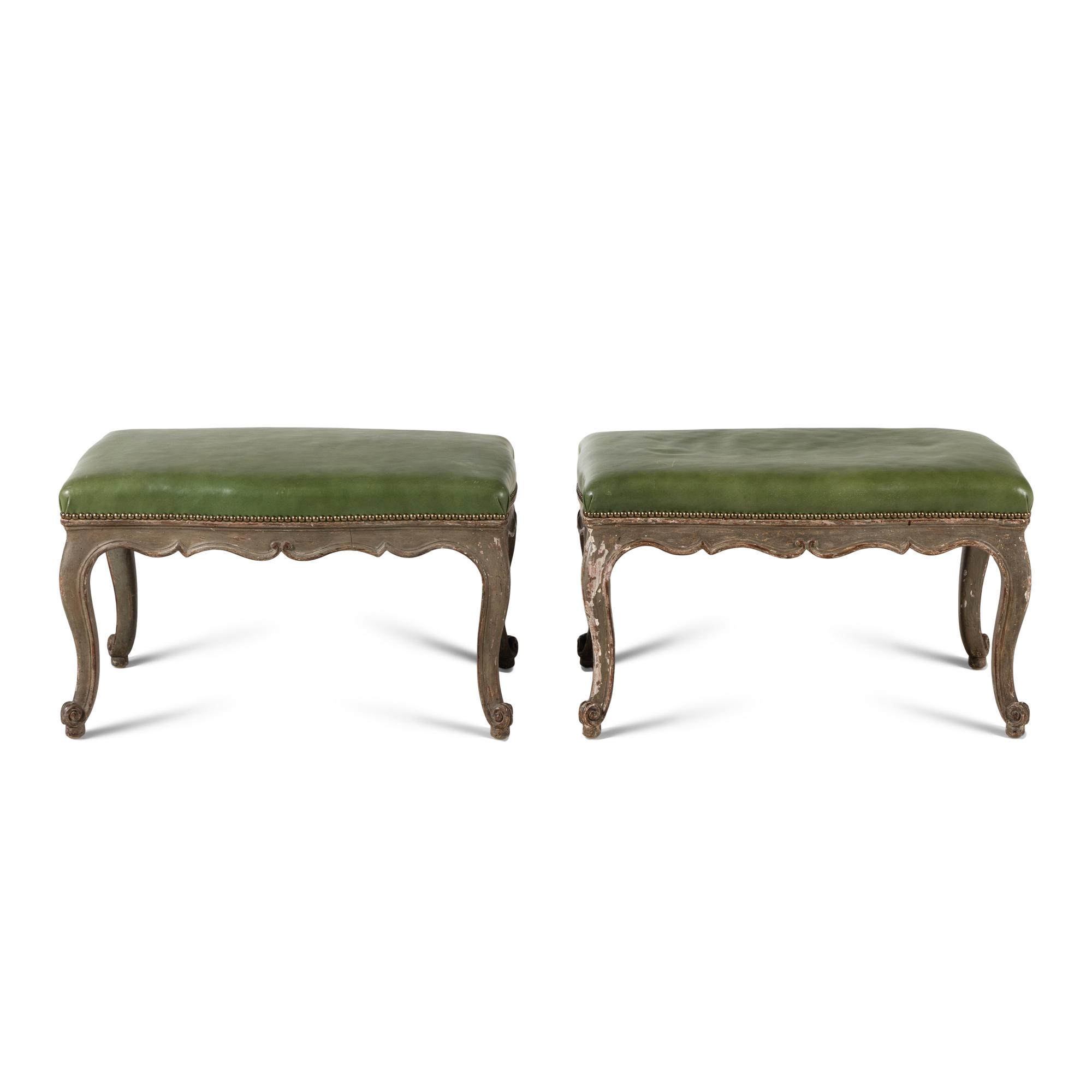 A Pair of Louis XV Style Painted Tabourets