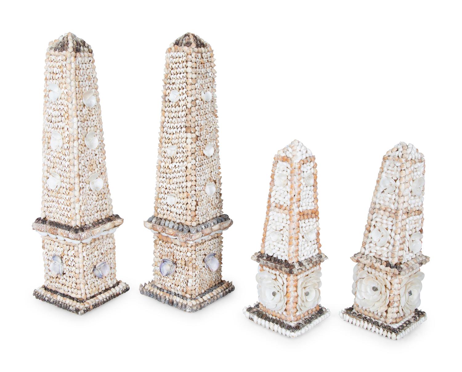 Two Pairs of Shell Encrusted Obelisks — 20TH CENTURY