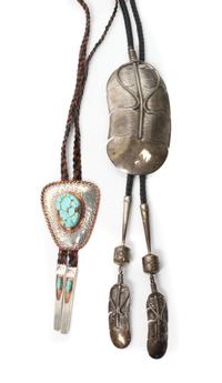 Two Southwestern Bolos Height of larger 6 x 2 3/4 inches.