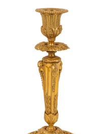 A Pair of Continental Gilt Bronze Candlesticks