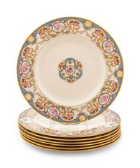 A Set of Seven Morgan Belleek Plates