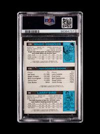 A 1980 Topps Larry Bird / Julius Erving / Magic Johnson Rookie Basketball Card, PSA 7 NM.