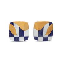 TIFFANY & CO., YELLOW GOLD, LAPIS LAZULI AND MOTHER-OF-PEARL EARCLIPS