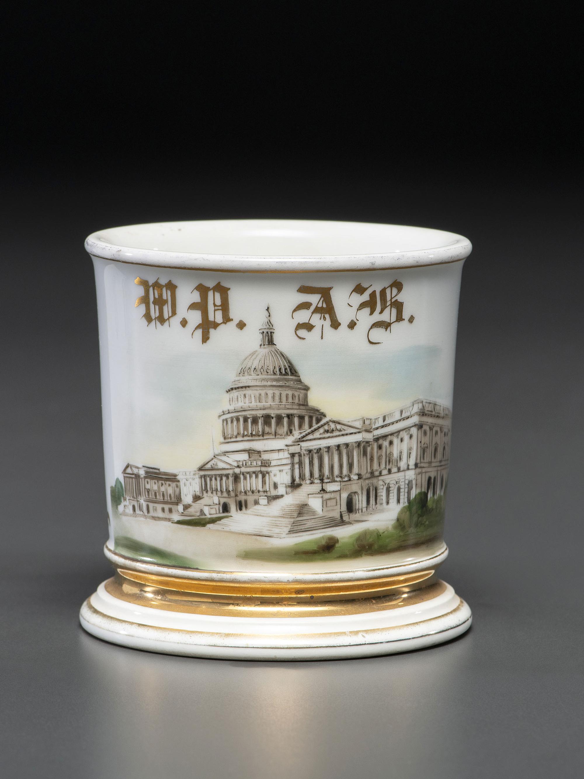 A Porcelain Shaving Mug Depicting the United States Capitol Building