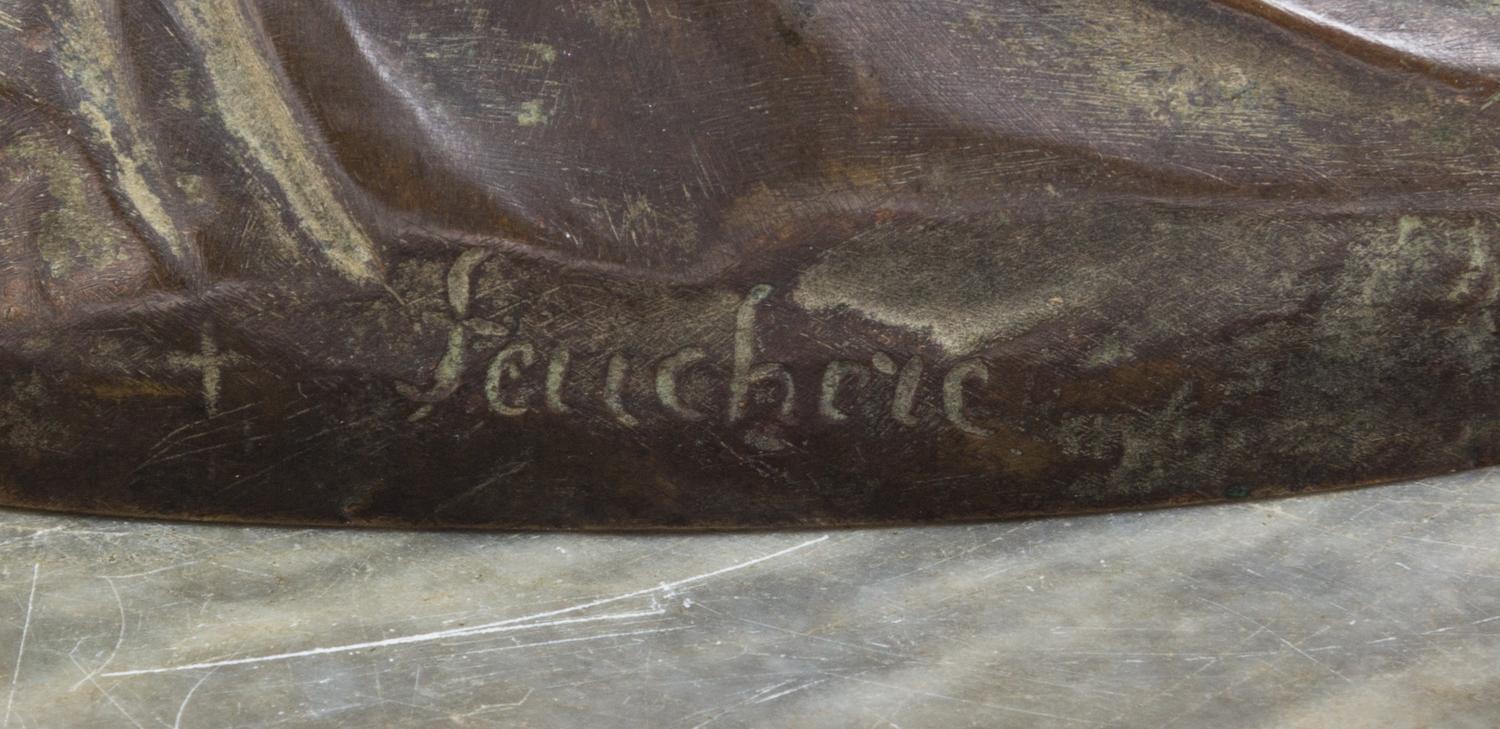 A Continental Bronze Figural Group Width 8 1/2 inches. — AFTER JEAN-JACQUES FEUCHERE (1807-1852)