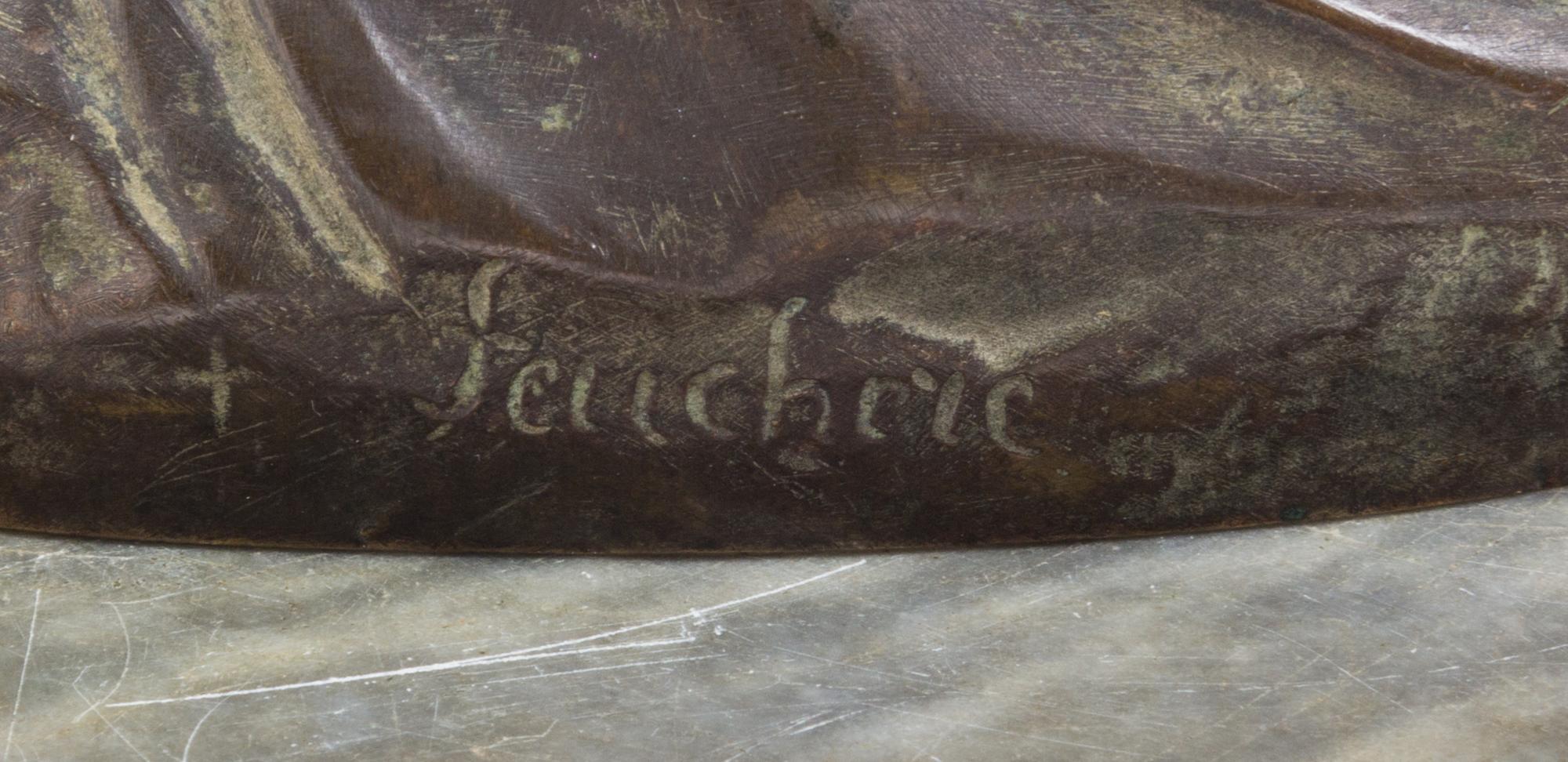 A Continental Bronze Figural Group Width 8 1/2 inches. — AFTER JEAN-JACQUES FEUCHERE (1807-1852)