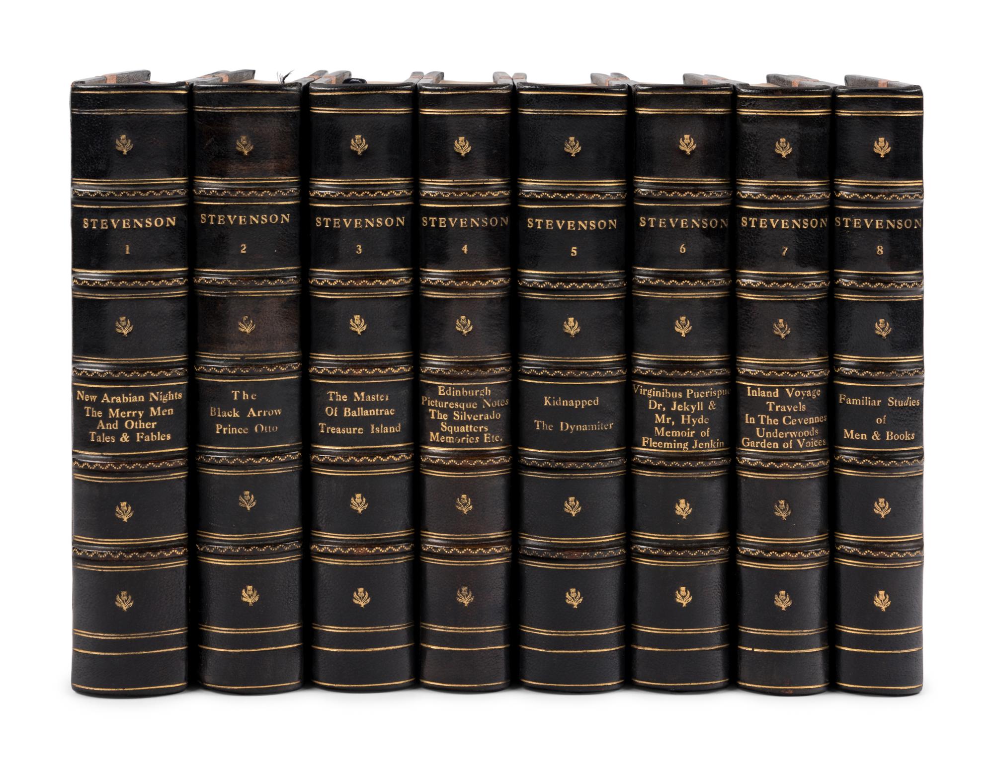 [BINDINGS]. STEVENSON, Robert Louis (1850-1894). Works . New York & London: The Co-Operative Publication Society, 1904.