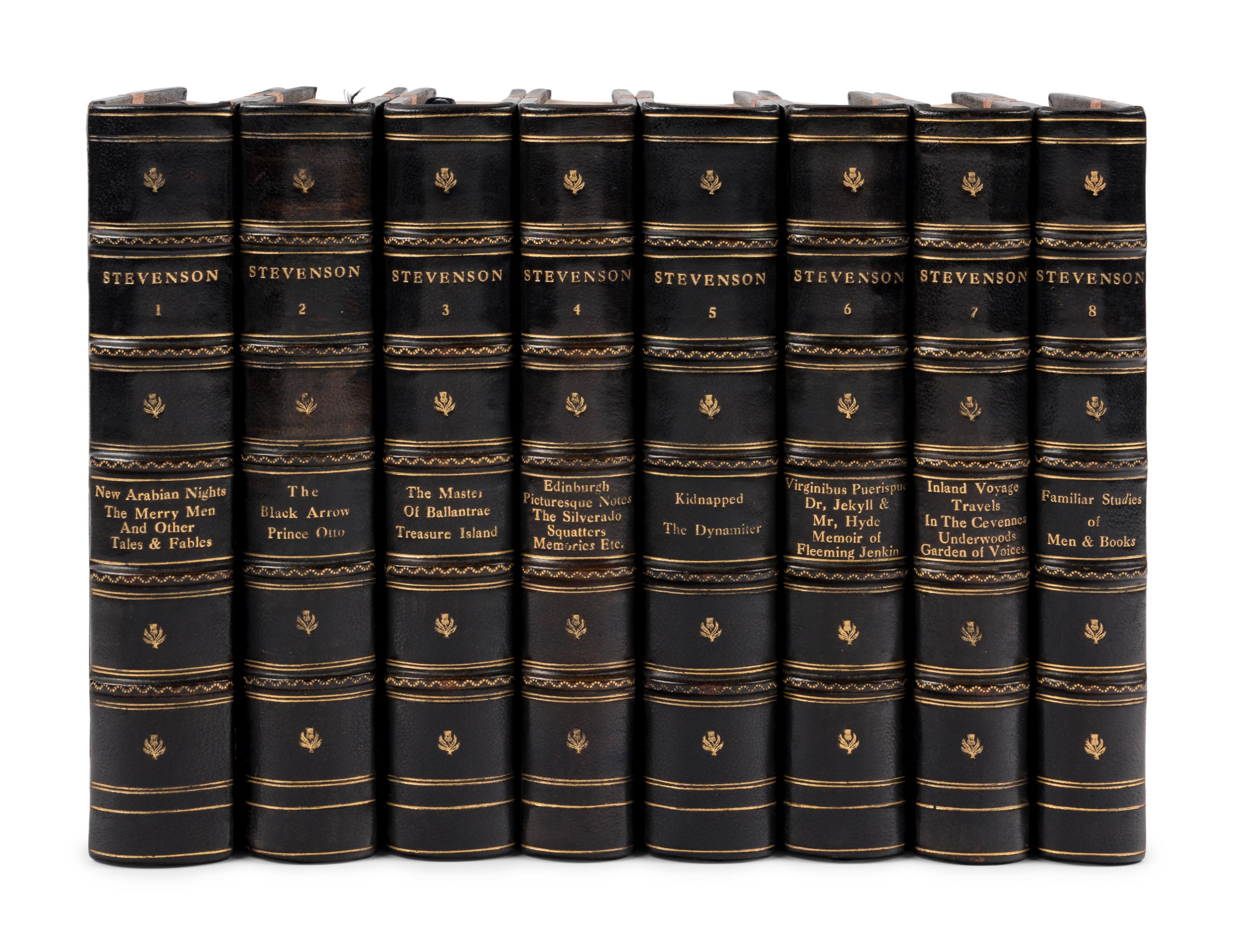 [BINDINGS]. STEVENSON, Robert Louis (1850-1894). Works . New York & London: The Co-Operative Publication Society, 1904.